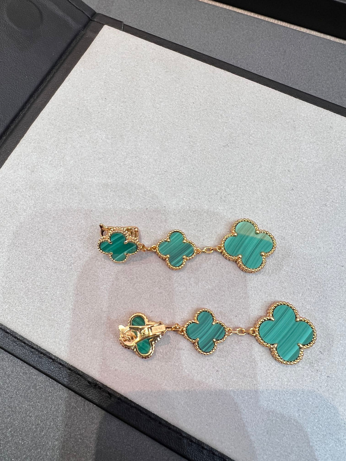 [Rani Jewelry]CLOVER MALACHITE 3 MOTIFS GOLD