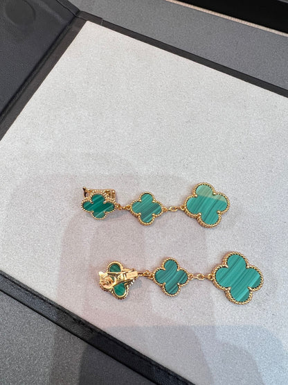 [Rani Jewelry]CLOVER MALACHITE 3 MOTIFS GOLD