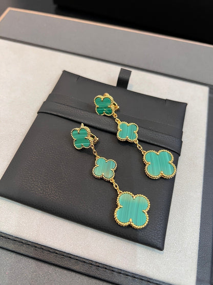 [Rani Jewelry]CLOVER MALACHITE 3 MOTIFS GOLD