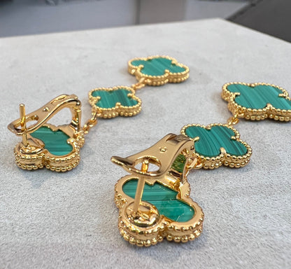 [Rani Jewelry]CLOVER MALACHITE 3 MOTIFS GOLD