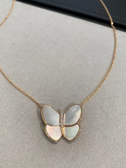 [Rani Jewelry]BUTTERFLY GOLD MOP DIAMOND NECKLACE