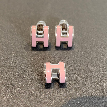 [Rani Jewelry]MINI POP H SILVER EARRINGS PINK
