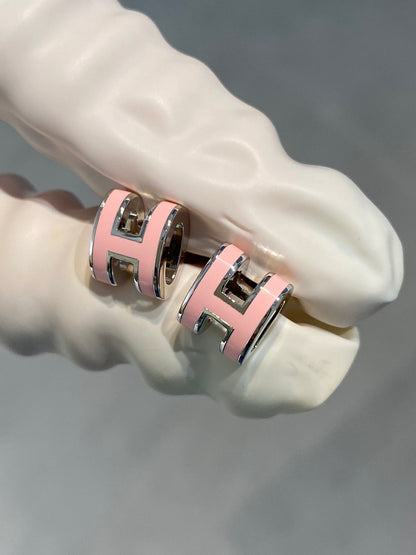 [Rani Jewelry]MINI POP H SILVER EARRINGS PINK