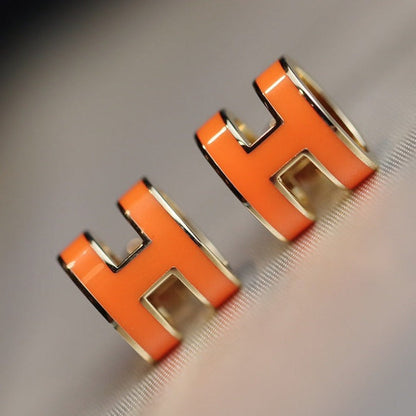 [Rani Jewelry]MINI POP H EARRINGS ORANGE