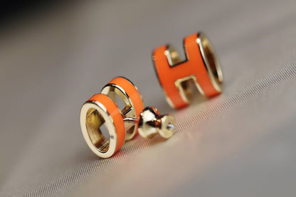 [Rani Jewelry]MINI POP H EARRINGS ORANGE