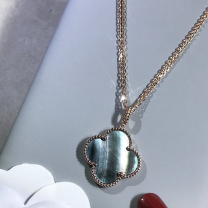 [Rani Jewelry]CLOVER 25MM GOLD DARK MOP BIG CLOVER NECKLACE