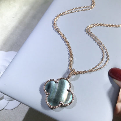 [Rani Jewelry]CLOVER 25MM GOLD DARK MOP BIG CLOVER NECKLACE