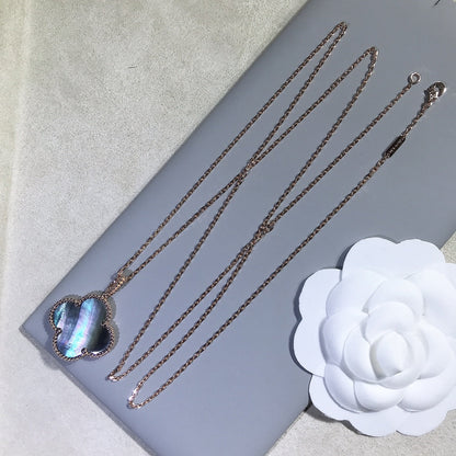 [Rani Jewelry]CLOVER 25MM GOLD DARK MOP BIG CLOVER NECKLACE