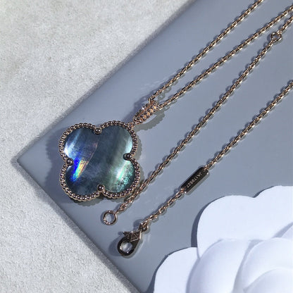 [Rani Jewelry]CLOVER 25MM GOLD DARK MOP BIG CLOVER NECKLACE