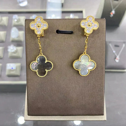 [Rani Jewelry]CLOVER  2 MOTIFS  DIAMOND  EARRINGS (MULTIPLE CHOICESç´