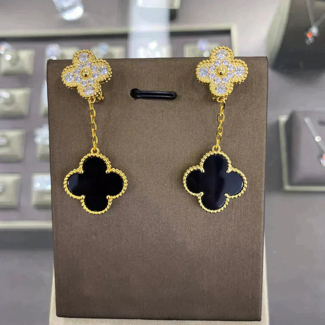 [Rani Jewelry]CLOVER  2 MOTIFS  DIAMOND  EARRINGS (MULTIPLE CHOICESç´