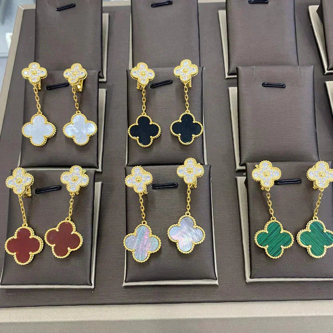 [Rani Jewelry]CLOVER  2 MOTIFS  DIAMOND  EARRINGS (MULTIPLE CHOICESç´