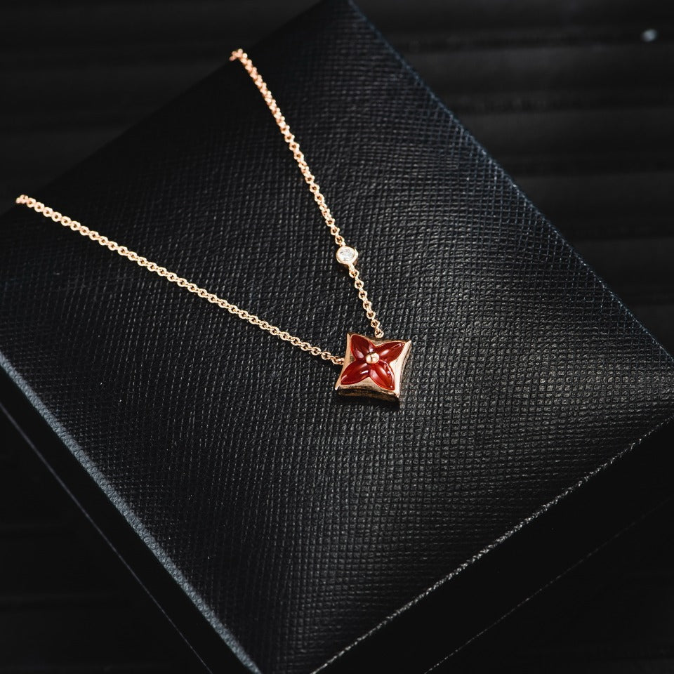 [Rani Jewelry]STAR NECKLACE PINK GOLD 1 DIAMOND