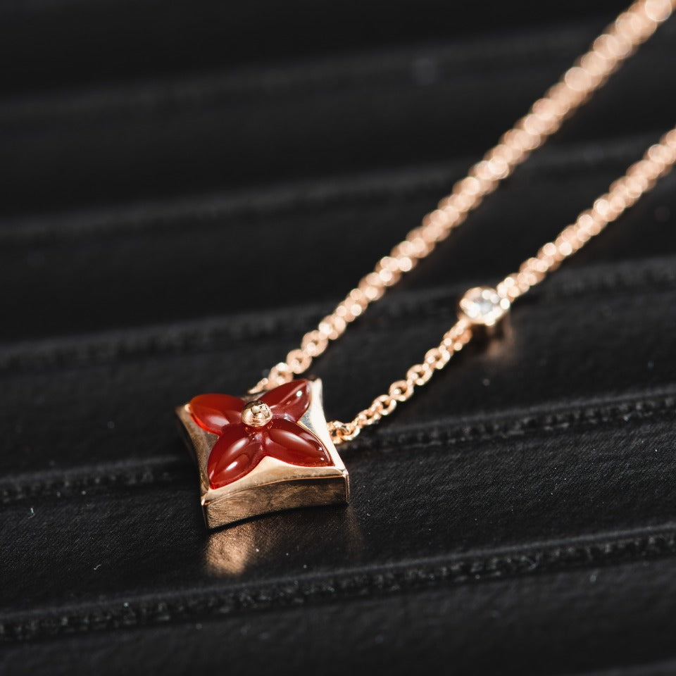 [Rani Jewelry]STAR NECKLACE PINK GOLD 1 DIAMOND