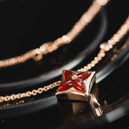 [Rani Jewelry]STAR NECKLACE PINK GOLD 1 DIAMOND