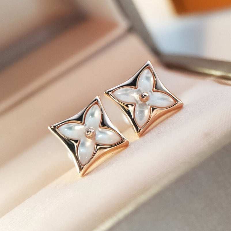 [Rani Jewelry]STAR MOP PINK GOLD EARRINGS