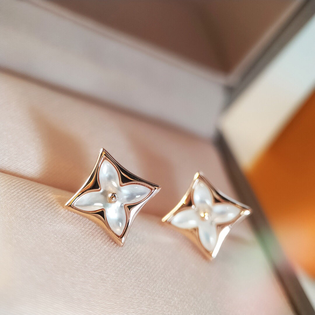 [Rani Jewelry]STAR MOP PINK GOLD EARRINGS