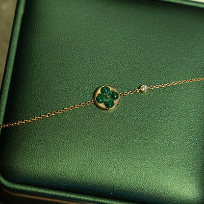 [Rani Jewelry]SUN MALACHITE 1 DIAMOND PINK GOLD BRACELET