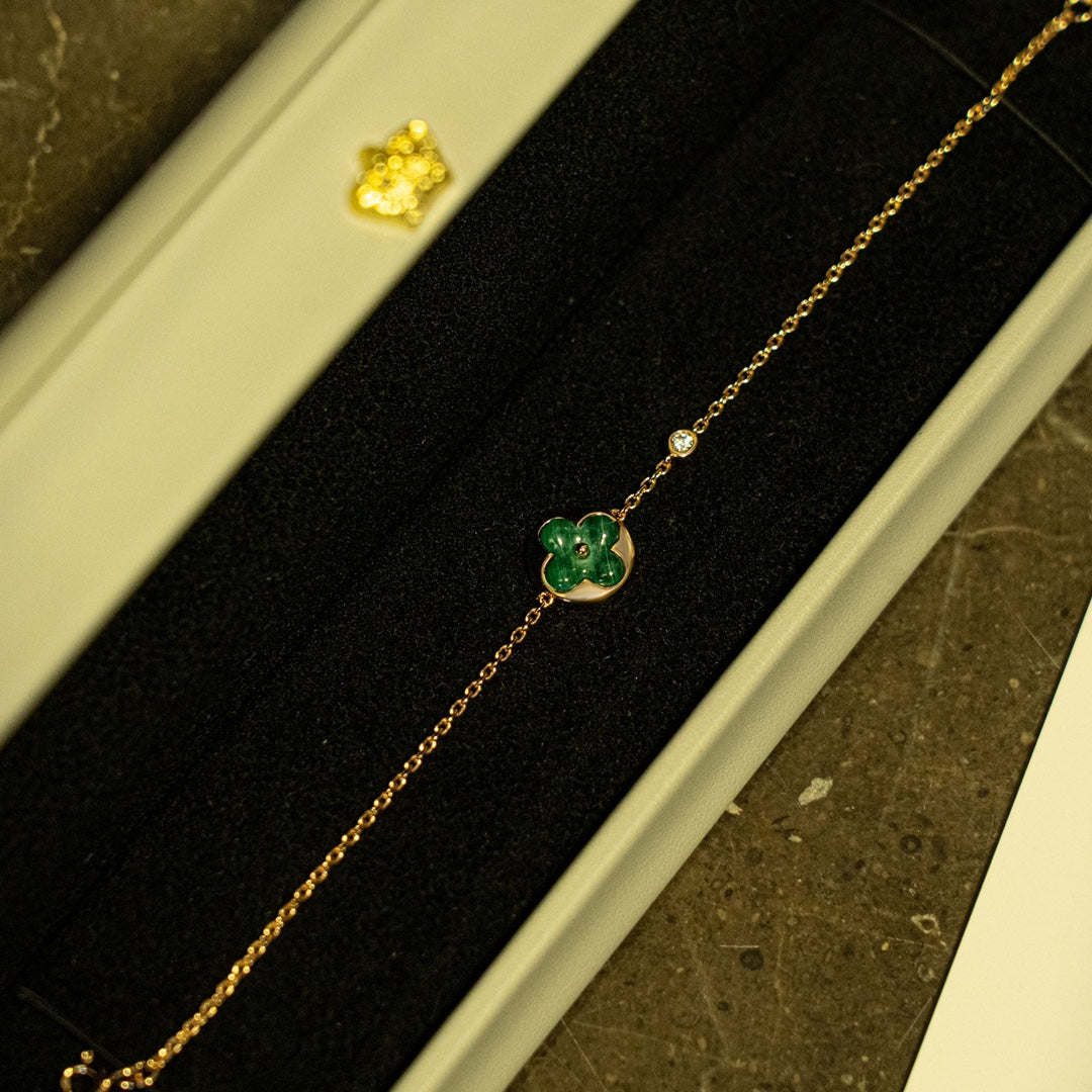 [Rani Jewelry]SUN MALACHITE 1 DIAMOND PINK GOLD BRACELET