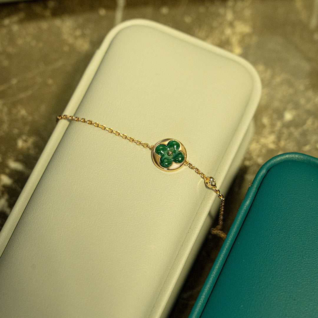 [Rani Jewelry]SUN MALACHITE 1 DIAMOND PINK GOLD BRACELET