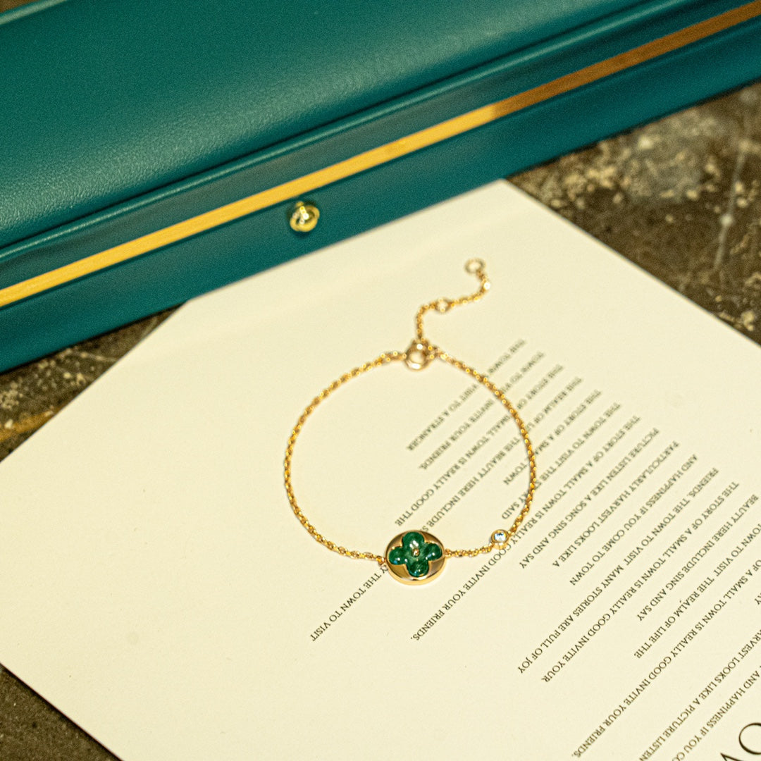 [Rani Jewelry]SUN MALACHITE 1 DIAMOND PINK GOLD BRACELET