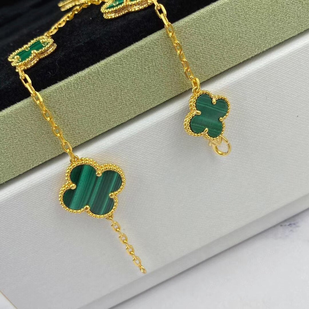 [Rani Jewelry]MAGIC CLOVER MALACHITE GOLD BRACELET 5 MOTIFS