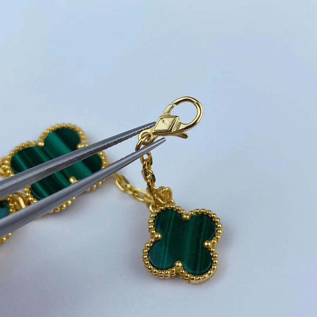 [Rani Jewelry]MAGIC CLOVER MALACHITE GOLD BRACELET 5 MOTIFS