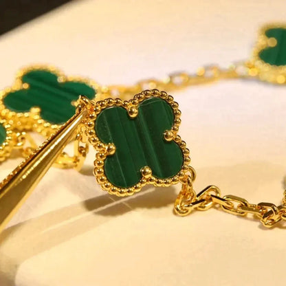 [Rani Jewelry] CLOVER 5 MOTIF MALACHITE BRACELET COLLECTION