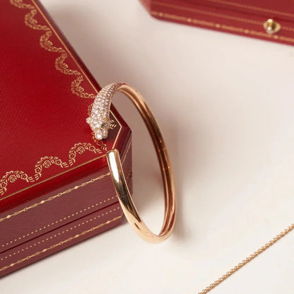 [Rani Jewelry] PANTHERE HALF DIAMOND OPEN BRACELET