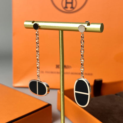 [Rani Jewelry]CHAINE VERSO BLACK CERAMIC EARRINGS