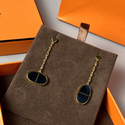 [Rani Jewelry]CHAINE VERSO BLACK CERAMIC EARRINGS