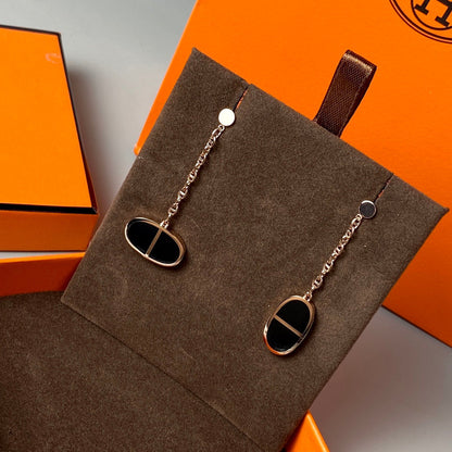 [Rani Jewelry]CHAINE VERSO BLACK CERAMIC EARRINGS
