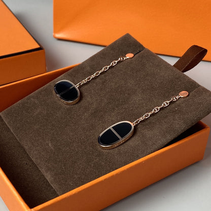 [Rani Jewelry]CHAINE VERSO BLACK CERAMIC EARRINGS