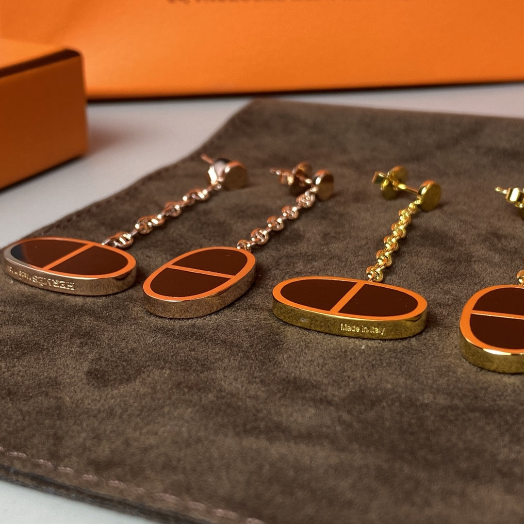 [Rani Jewelry]CHAINE VERSO BLACK CERAMIC EARRINGS
