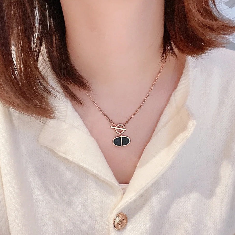 [Rani Jewelry]CHAINE VERSO BLACK CERAMIC NECKLACE