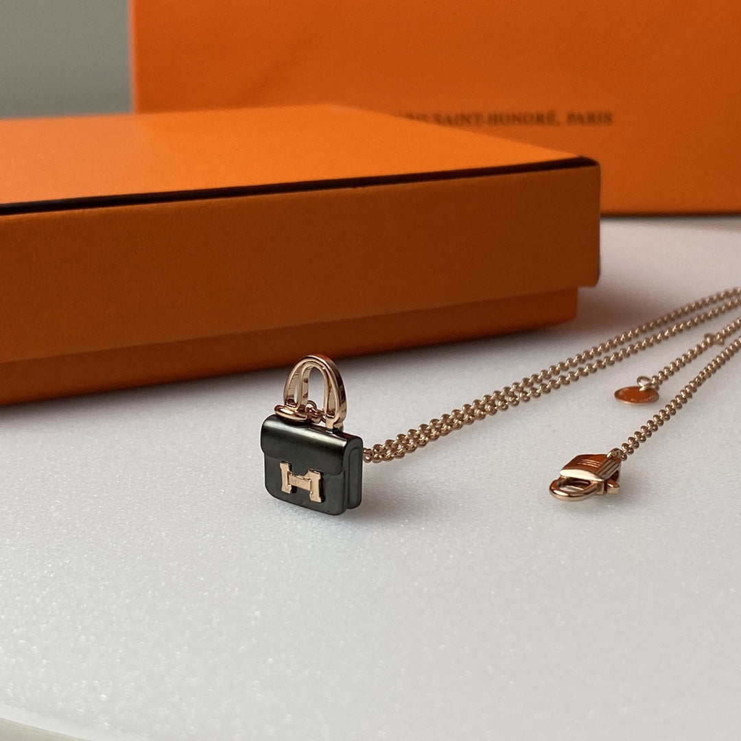 [Rani Jewelry]CONSTANCE BLACK PEDANT PINK GOLD NECKLACE