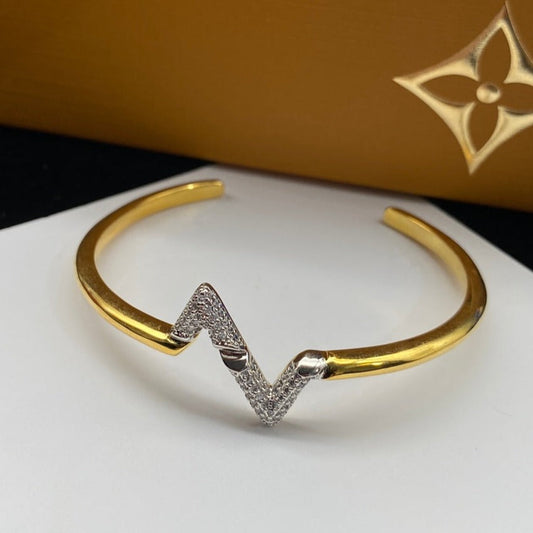[Rani Jewelry]VOLTE UPSITE DOWN DIAMOND GOLD OPEN BRACELET