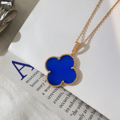 [Rani Jewelry]CLOVER 25MM NECKLACE TURQUOISE ROSE GOLD