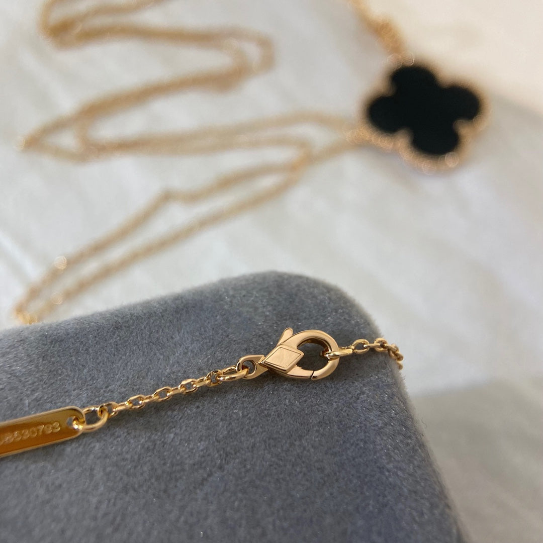 [Rani Jewelry]CLOVER 25MM NECKLACE GOLD ONYX