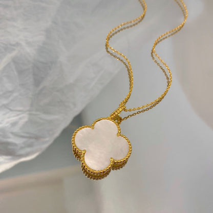 [Rani Jewelry]CLOVER 25MM MOP LARGE PENDANT NECKLACE