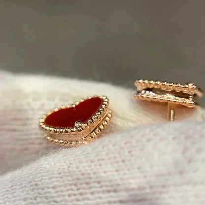 [Rani Jewelry]HEART CARNELIAN STUD EARRINGS