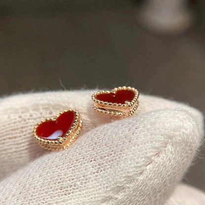 [Rani Jewelry]HEART CARNELIAN STUD EARRINGS