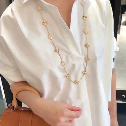 [Rani Jewelry]CLOVER 20 MOTIFS LASER DIAMOND NECKLACE