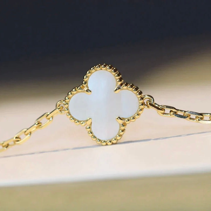 [Rani Jewelry]CLOVER 20 MOTIFS WHITE MOP NECKLACE