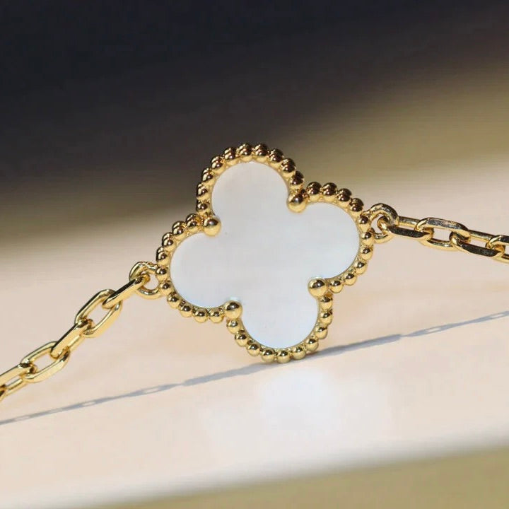 [Rani Jewelry]CLOVER 20 MOTIFS WHITE MOP NECKLACE