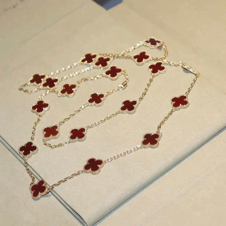 [Rani Jewelry]CLOVER 20 MOTIFS CARNELIAN NECKLACE