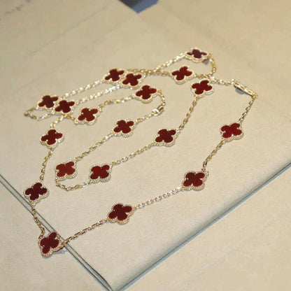 [Rani Jewelry]CLOVER 20 MOTIFS CARNELIAN NECKLACE