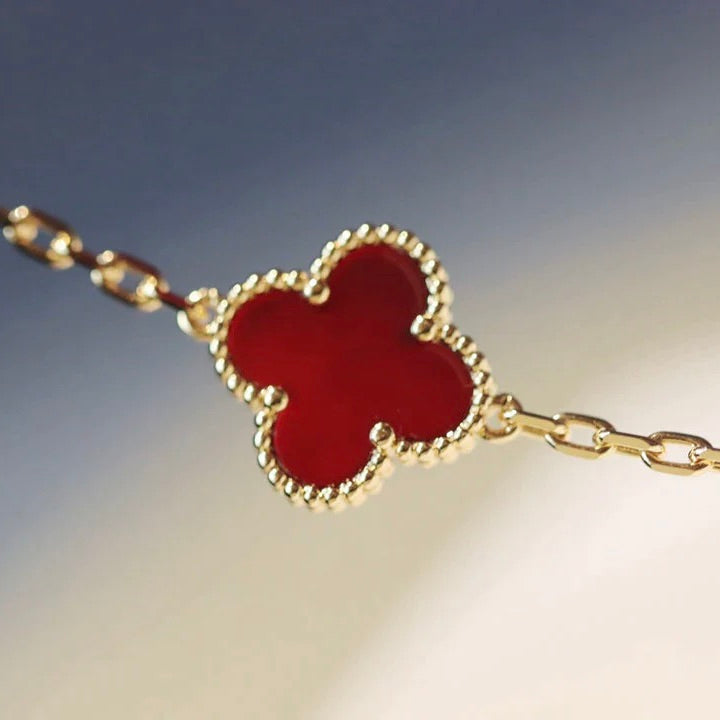 [Rani Jewelry]CLOVER 20 MOTIFS CARNELIAN NECKLACE