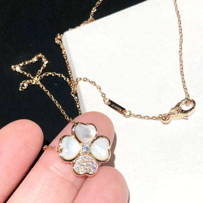 [Rani Jewelry]CLOVER MOP DIAMOND ROSE GOLD NECKLACE
