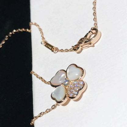 [Rani Jewelry]CLOVER MOP DIAMOND ROSE GOLD NECKLACE